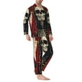 thumbnail image 2 of Naloa Gothic Skull With Roses Men’s Pajamas Set - Long Sleeve Button Down Sleep Shirt and Pajama Bottoms Sleepwear Set-X-Large, 2 of 7