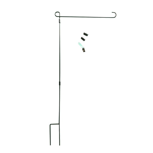 HOOSUN Garden Flag Stand, Premium Garden Flag Pole Holder Metal Powder-Coated Weather-Proof Paint With One Clip And Two Spring Stoppers Without Flag