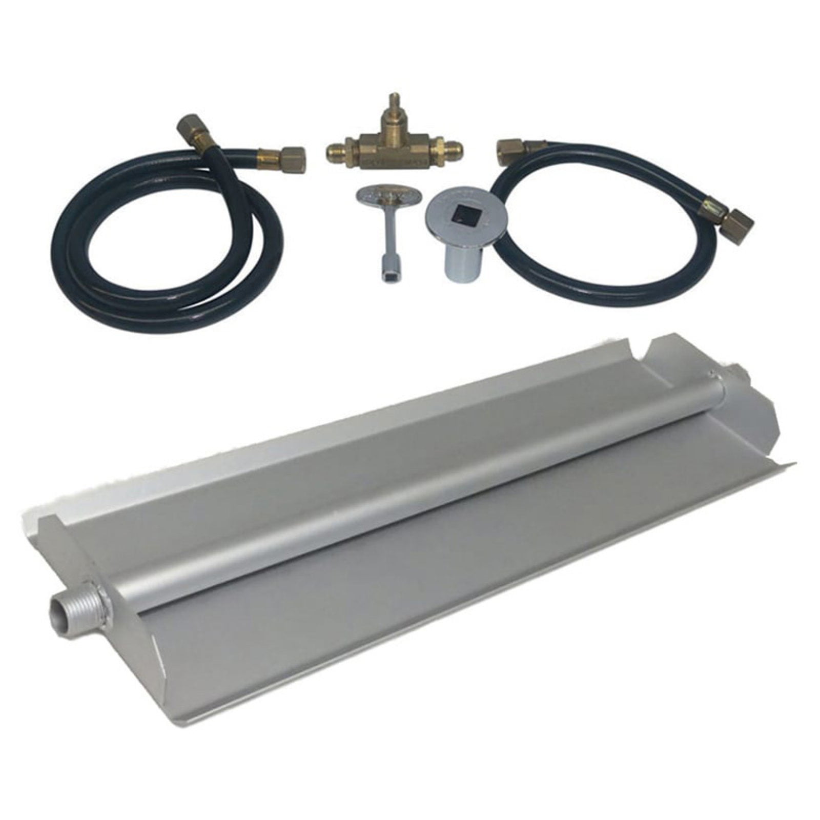 Tretco Powder Coated Linear Fire Pit Burner Pan Kit Com