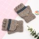 thumbnail image 1 of Versión coreana de los guantes de medio dedo a rayas para niños y hombres de tendencia, para viajes de invierno cálidos, 1 of 6