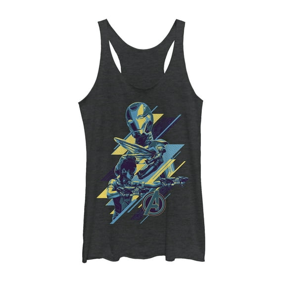 Women's Marvel Avengers: Endgame Geometric Trio  Racerback Tank Top Black Heather Small