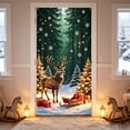 thumbnail image 2 of Christmas Moisture-resistant and Stain-resistant Door Cover, 72x36 Inch Winter forest Banner Ornament for Holiday Indoor Outdoor Party Decoration (Green), 2 of 7