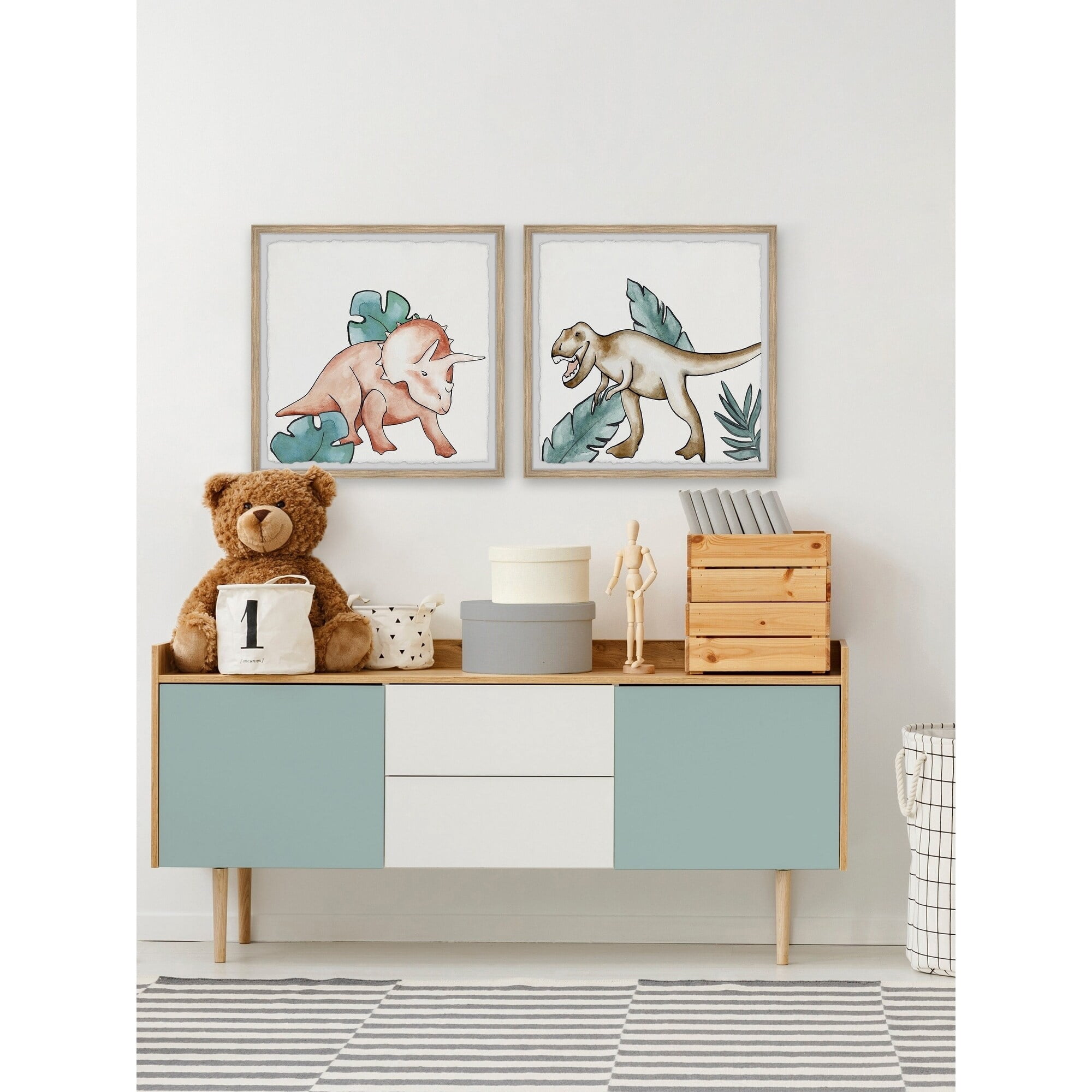 Marmont Hill Printed Dinosaurs Framed Art Prints, 18" x 36", Set of 2