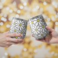 thumbnail image 2 of 12oz Stemless Wine Tumblers White Daisy Flower Yellow Centers Pattern Vacuum Insulated Stainless Steel Travel Tumbler Cups Mug with Lid and Straw for Champaign,Cocktail,Beer with Cleaning Brush, 2 of 5