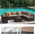thumbnail image 3 of Dateyes 8-Piece Outdoor Patio Furniture Set with 44" Fire Pit Table, All-Weather Wicker Rattan Sectional Sofa with Coffee Table & Cover (Beige), 3 of 8