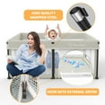 thumbnail image 6 of Foldable Baby Playpen with Mat, Collapsible Play Pen for Babies and Toddlers, Indoor & Outdoor Kids Safety Play Pen, Portable Play Yard with 50 Ocean Balls, 50"×50", Beige, 6 of 8