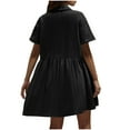thumbnail image 4 of Summer Dresses For Women 2025 Sevevn Women's Casual Short Sleeve Button Down Mini Shirt Dress Cotton Linen Babydoll Tunic Loose Beach Dress, 4 of 8