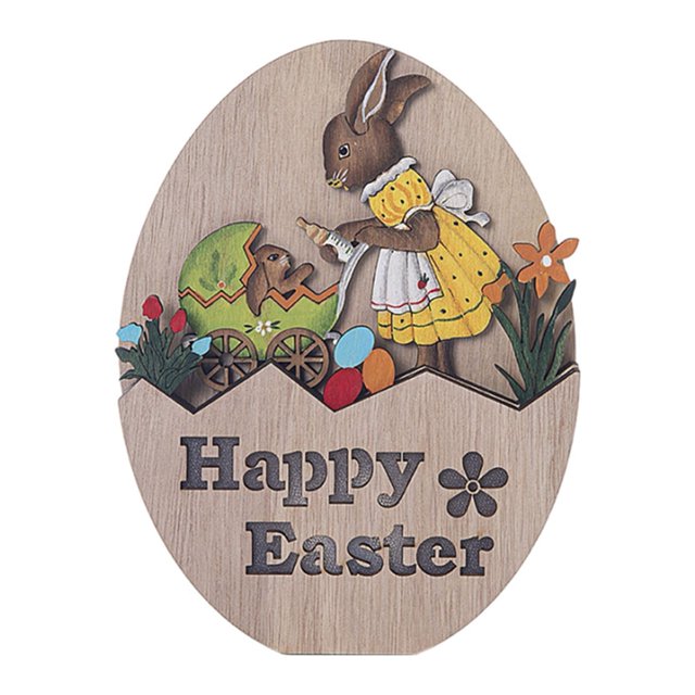 Wosthever La decoración de Pascua de madera adorna el conejito lindo del huevo con la luz de la noche del LED Pascua Kits de decoración para fiestas Conejito en forma de huevo