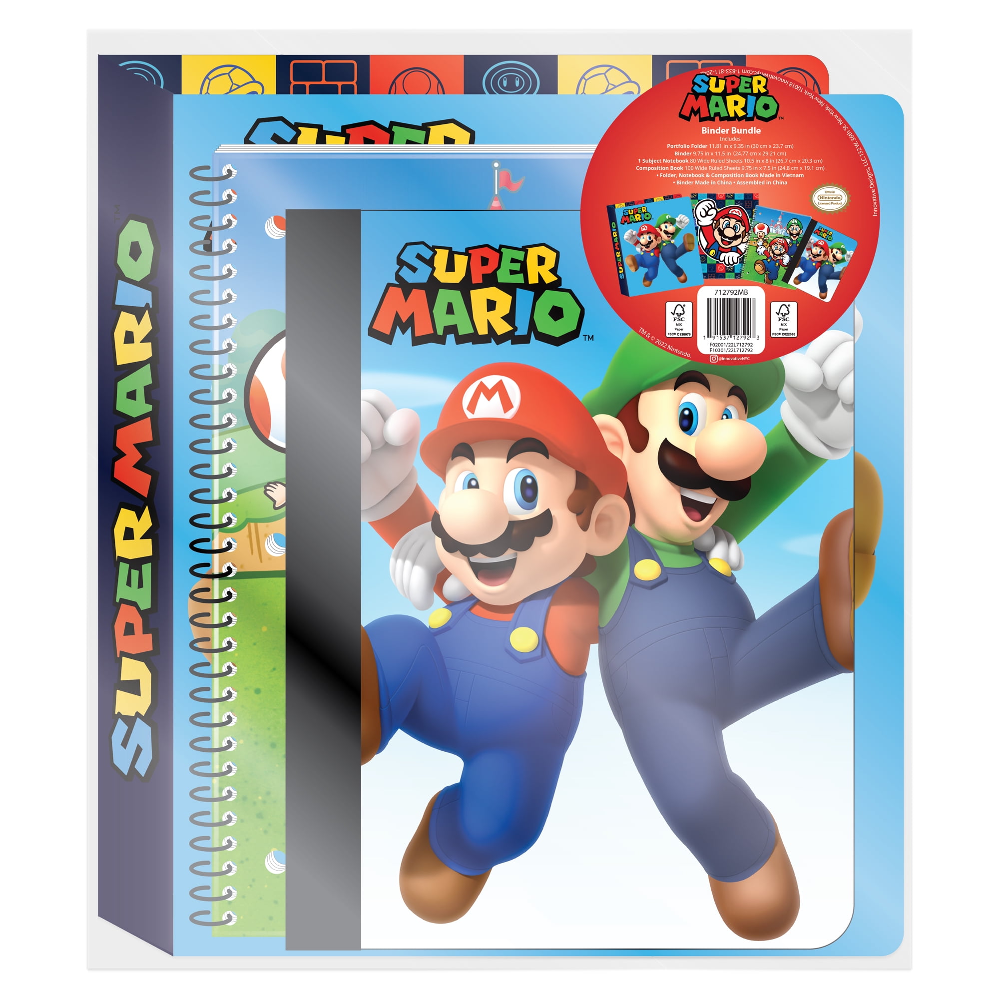 and Super Mario Stickers Super Mario Wall Clock Bundled with Mario and Luigi Figures 