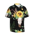 thumbnail image 2 of Bixox Men's Hawaiian Shirts Men's Sunflower Skull Boho Watercolor Background Print Short-Sleeve Shirt-3X-Large, 2 of 8