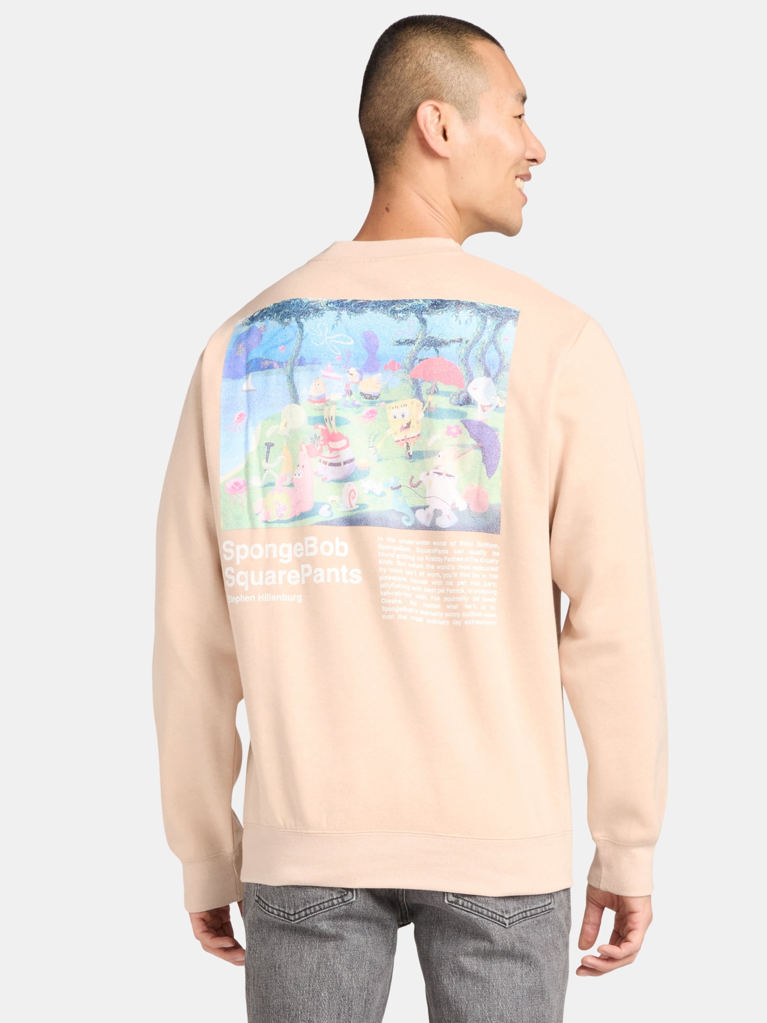 SpongeBob SquarePants Men's Graphic Print Sweatshirt with Long Sleeves, Sizes S-2XL