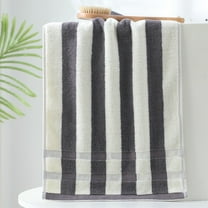 SHIMELE Cotton Striped Towel - Absorbent Thick Soft Bath Towel for Home, Gym, Beach, Spa - Gray, Pink, Coffee - 29x13 Inch, Luxurious and Versatile