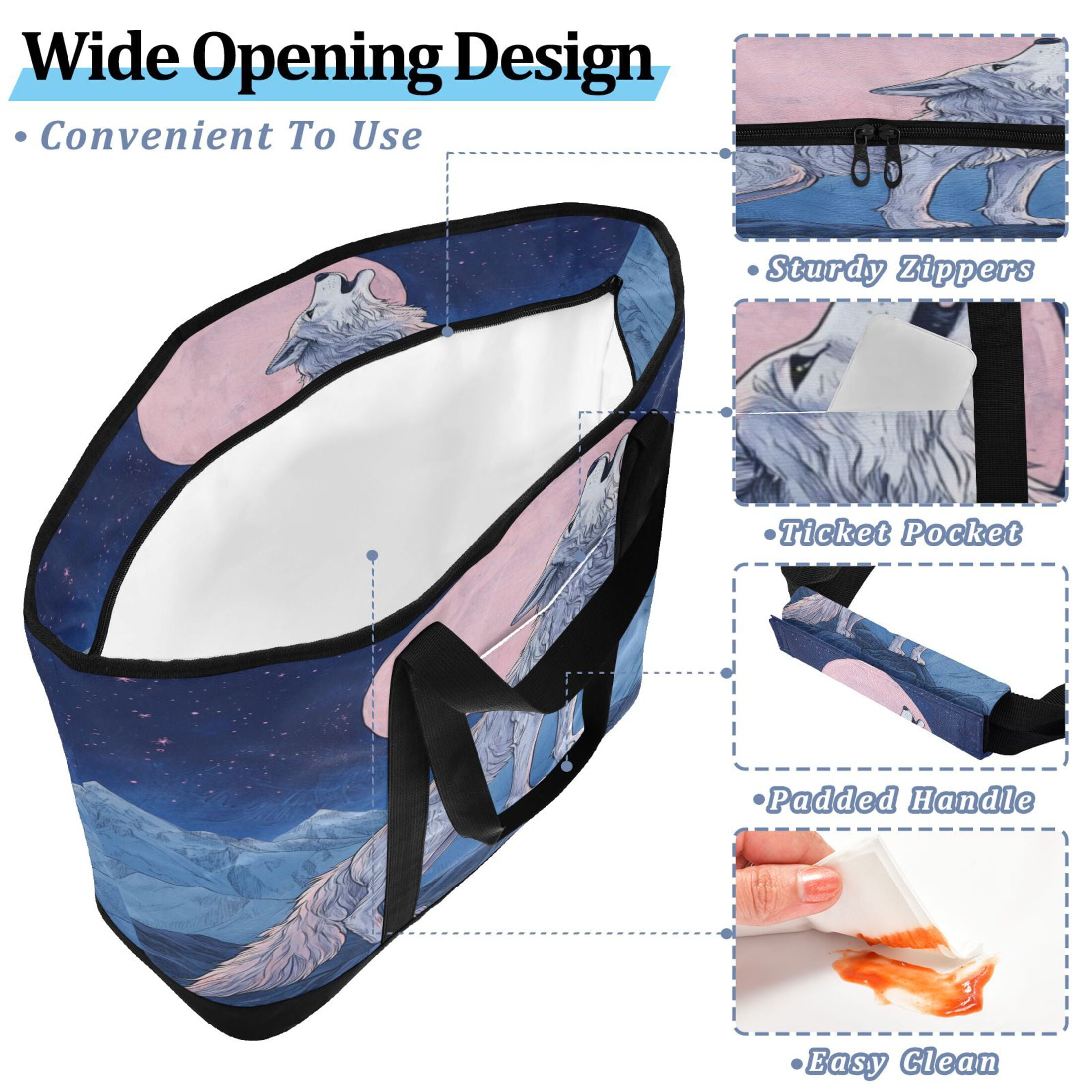 Large Hand-held Ice Pack Picnic Bag Insulation and Refrigeration Suitable for Shopping Picnics and Camping Roaring Wolf
