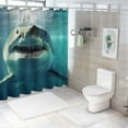 thumbnail image 7 of Shiartex Shark Shower Curtain,Sea Animals Bathtub Shower Curtain Ocean Sea Wave Shower Stall Curtain Blue White Bathroom Sets Accessories With Hooks Bathroom Decor 69x72, 7 of 7