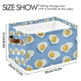 thumbnail image 4 of Yayeee 2 Pack Canvas Storage Basket with Handles for Shelves Fabric Bins Closet Organizer, Playful Fried Eggs, 4 of 8