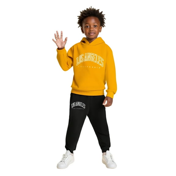 Kids Boys Girls Active Sweatsuit 2 Piece Long Sleeve Letter Graphic Sweatshirt and Jogger Pants Fall Winter Clothes Clothes for Boys 7-8 Years