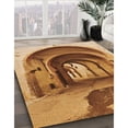 thumbnail image 3 of Ahgly Tapis Rond Lavable en Machine Intérieur Transitionnel Orange, 4 Pieds Rond, 3 of 7