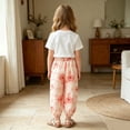 thumbnail image 6 of Mifsaly Toddler Girls Girls Harem Pants Kids Floral Print Elastic Waist Lightweight Lounge Boho Long Pants, 6 of 6