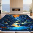 thumbnail image 2 of Design&I 4'x6' Washable Area Rug Pixel Interlocking Block Terrain Border Cliff Motif Volcano Landscape for Home Office, Under Desk, Snag-Free Skid-Resistant Medium, 2 of 7