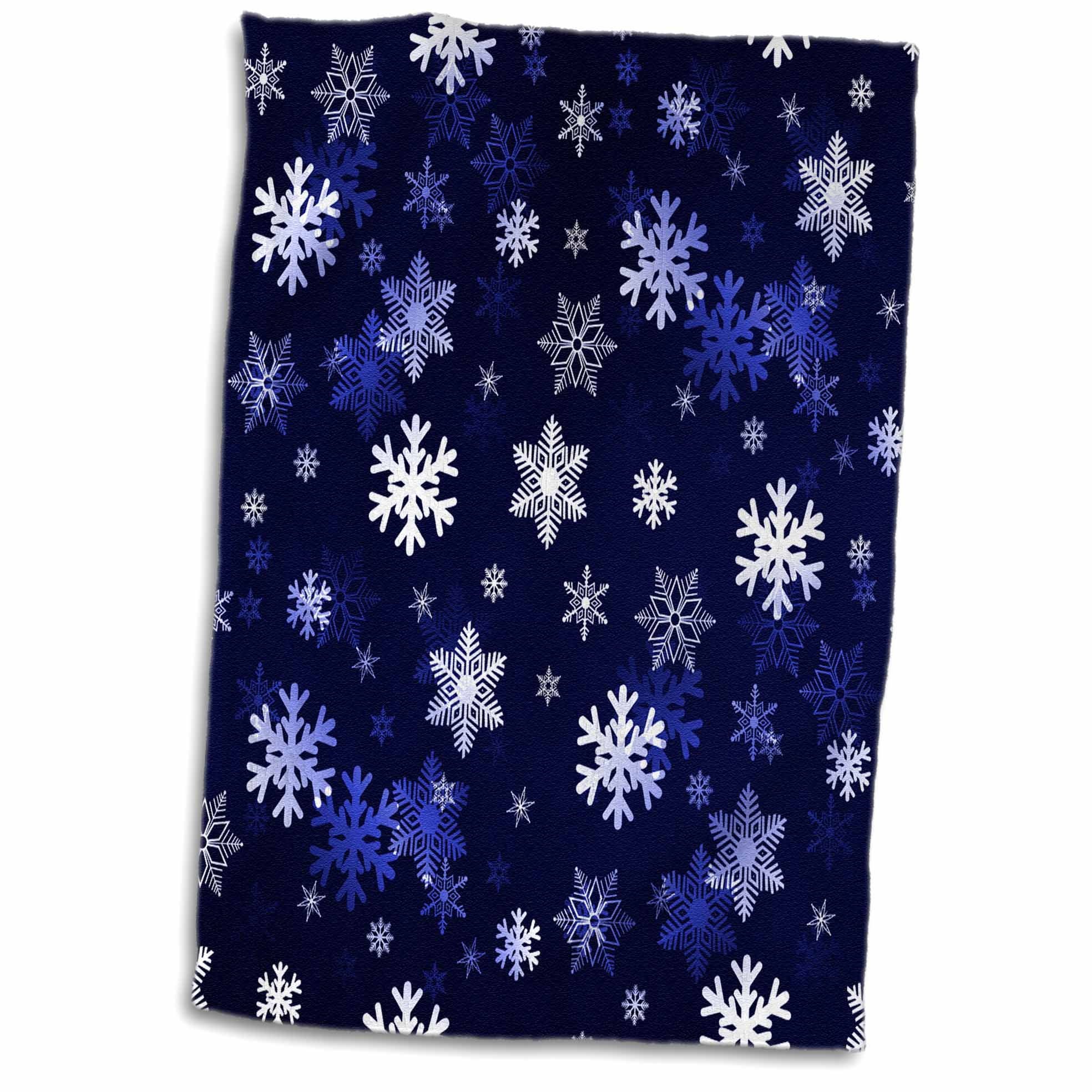 3dRose Dark blue winter Christmas snowflakes with a seamless pattern. - Towel, 15 by 22-inch