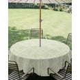 thumbnail image 3 of Outdoor Tablecloth with Umbrella Hole Zipper Green Floral Round Tablecloth 54" Waterproof Outside Table Cloth Farmhouse Luxury Scroll Flowers Patterned Patio Table Cover Tablecloths for Picnic Party, 3 of 8