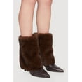 thumbnail image 2 of Women's Trendy Faux Fur Slanted Kitten Heel Pointed Toe Booties, 2 of 3