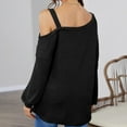 thumbnail image 4 of Timegard Tops for Women Cold Shoulder Long Sleeve Blouse Fall Dressy Casual Loose Tee Tops Solid Color, 4 of 4