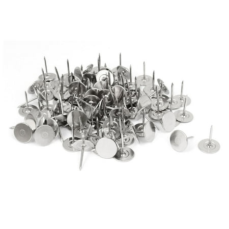Furniture Metal Round Flat Head Upholstery Tack Nail Silver Tone 15mm Dia 100pcs