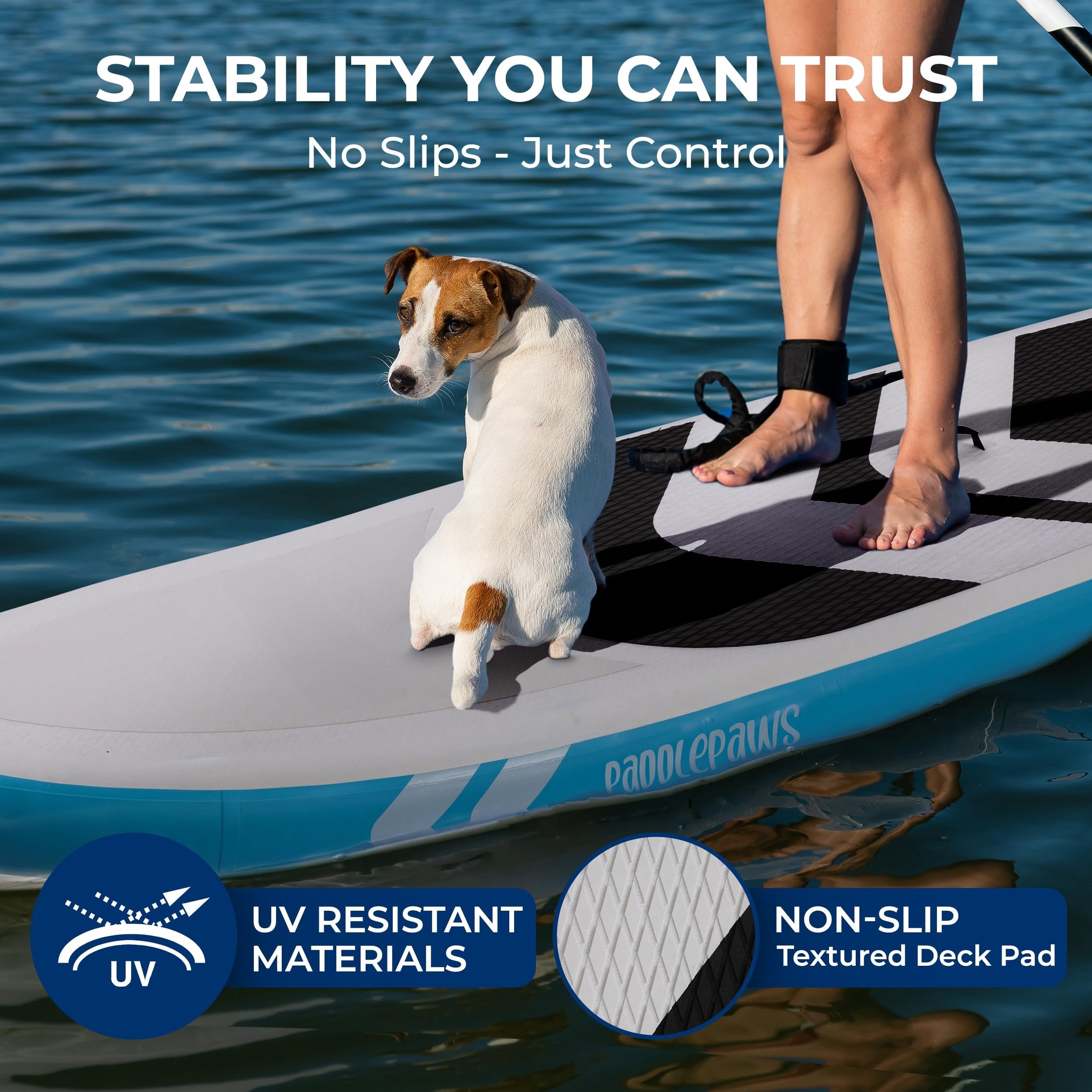 SereneLife 11 Inflatable SUP - Pet-Friendly Stand-Up Paddle Board for Adults and Pet Ride Alongs - 33 Wide Stable Design with Non-Slip EVA Deck Pad, Premium SUP Accessories, 440 lbs. Capacity