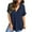Navy, variant on Womens Dressy Summer Tops V Neck Short Sleeve Cooling Lightweght Rayon Shirt Loose Solid Color Tunics Blouses (XL, Navy)