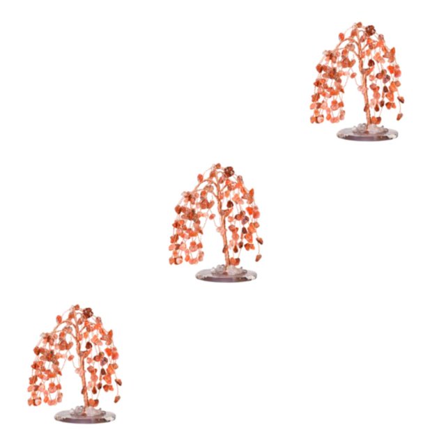 Baohd 1/2/3/5 Eco-friendly Round Edge Tree Desktop Decor - Good Wishes For Happiness Red 3PCS