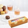 thumbnail image 2 of 50 pcs cajas de macarrones kraft con ventana de pantalla transparente Cajas de envasado de panadería de macarrones pequeños contenedores con pegatinas, 2 of 7