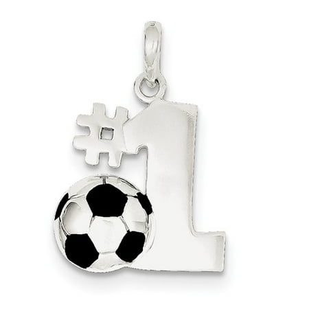 Sterling Silver Enameled & Polished Number One Soccer Pendant