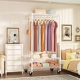 thumbnail image 2 of Heavy Duty Rolling Clothes Rack, Freestanding Garment Rack with Wheels, 35.5 W x 14 D x 74.6 H Inches, 380 Lb Capacity, White, 2 of 6