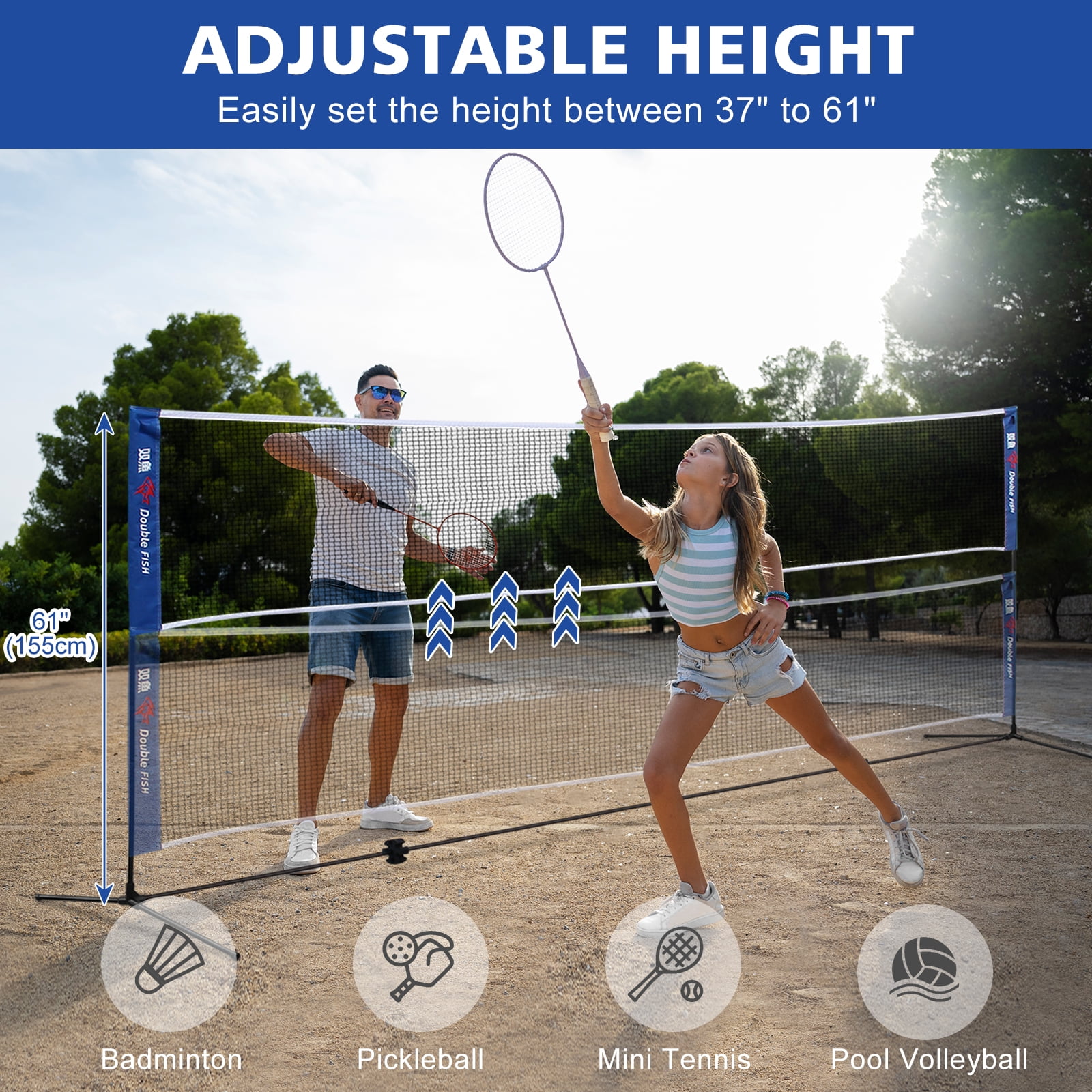Versatile Portable Badminton Net, Foldable, Standard Size For Indoor & Outdoor Sports, Ideal For Volleyball & Tennis Training