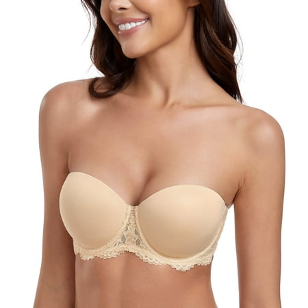 Curyon Women s Strapless Bra Underwire Lace Convertible Multiway Plus Size Bras 36DD