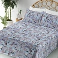 thumbnail image 3 of Ambesonne Floral Boho Fitted & Flat Sheet with Shams 4 Pcs Set, Flowers Pattern Spring, Queen, Pale Ceil Blue and Lavender, 3 of 5