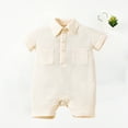 thumbnail image 4 of Dealovy Newborn Baby Boy Girl Romper Toddler Short Sleeve Button Collar Romper Unisex 1 Piece Summer Outfit, 4 of 4