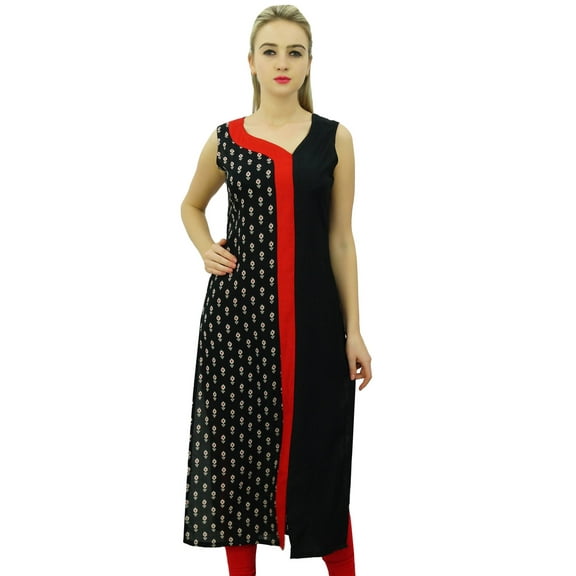 Phagun Designer Printed Rayon Black Straight Kurti Indian Women's Clothing-4