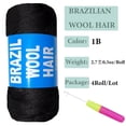thumbnail image 2 of 2/3/4 Roll Natural Black Brazilian Wool Hair Yarn for Jumbo Braids Braiding Hair for Soft Faux Locs Goddess Locs Hair Extension Senegalese Twist Crochet Hair for Black Women(Natural Black,6Roll), 2 of 6