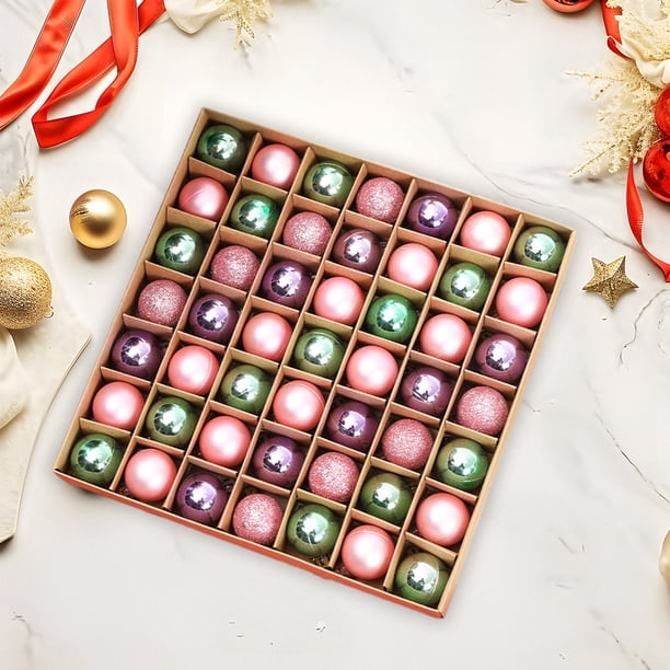 xihome Juego de 49 adornos navideños de bolas de plstico de 3 cm, chapados en plata, para decorar el rbol de Navidad.