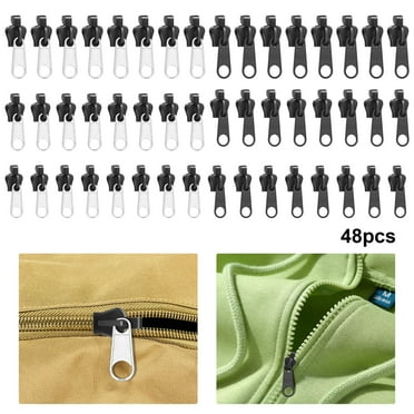 48pcs Zipper Head Kit, EEEkit Universal Zipper Pliers Zipper Head Tool for Clothing Purses Backpacks, Black