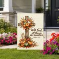 thumbnail image 2 of SPXUBZ Thanksgiving Harvest Garden Flag 12x18 Inch, Pumpkin Floral Linen Yard Flag with Blessings Design, Outdoor Decorative Flag for Garden Lawn Porch Holiday Decor, 2 of 5