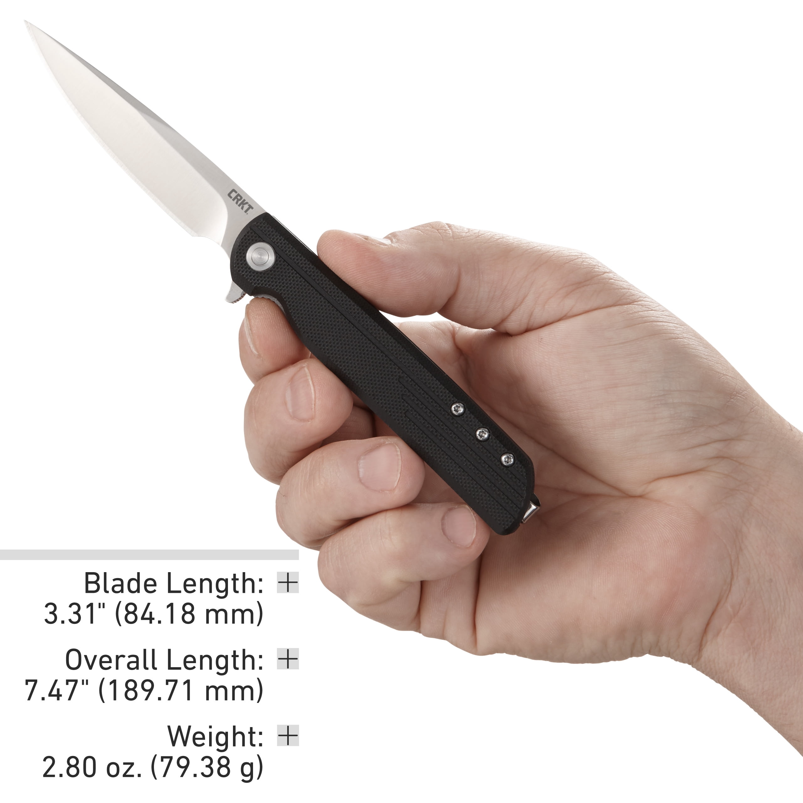 CRKT LCK + Everyday Carry Assisted Folding Knife with Liner Lock: Stainless Steel Plain Edge Blade, Glass-Reinforced Nylon Handle, Pocket Clip, 3801