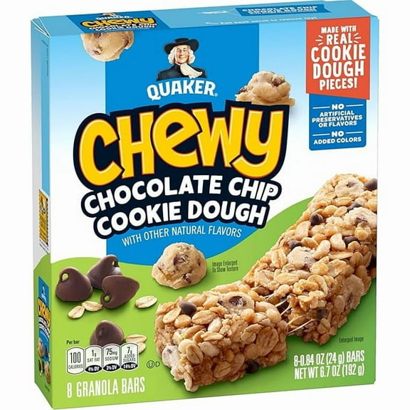 Pack of 1 Chewy Granola Bars, Chocolate Chip Cookie Dough, 0.84 Bars, (8 Pack)