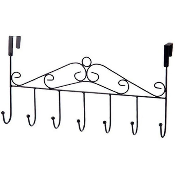 Perchero de puerta de acero inoxidable con 7 ganchos Riel para colgar en la puerta Ganchos para abrigos Ganchos para puertas Bolsas para ropa Gancho para puerta Riel Cocina Sala de estar Pasillo Baño