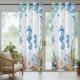 thumbnail image 5 of Outdoor Curtains for Patio Waterproof, Seahorse Coastal Outdoor Privacy Panels Grommet, Summer Nautical Starfish Coral Ocean Blackout Outside Curtains for Porch/Cabana 54"x108", 2 Panels, 5 of 8