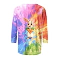 thumbnail image 4 of Xuyuer Happy Easter Family Matching Shirt Women Easter Sunday T-Shirt Leisure Print Round Neck Three Quarter Sleeve 3/4 Sleeve T-shirt Loose Cute Tie Dye Bunny Graphic Tee, 4 of 5