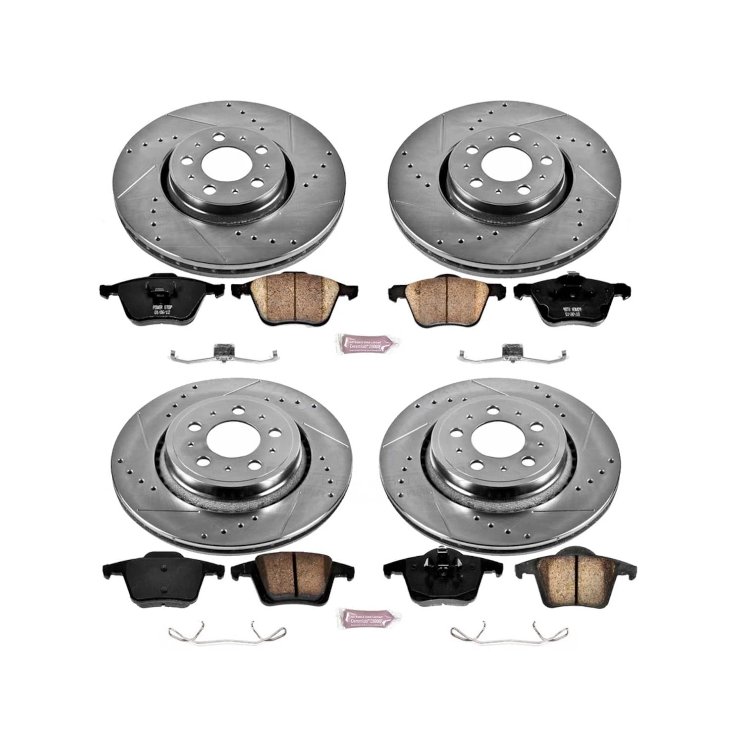 PowerStop Front and Rear Z23 Evolution Sport Carbon-Fiber Ceramic Brake Pad and Drilled & Slotted Rotor Kit Fits: VOLVO Select Models K2835