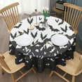 thumbnail image 3 of Halloween Bat Swarm Pattern Round Tablecloth 60"x60",Wrinkle Wipeable Table Cloth for Kitchen Dining Room Picnic Patio Party, 3 of 6
